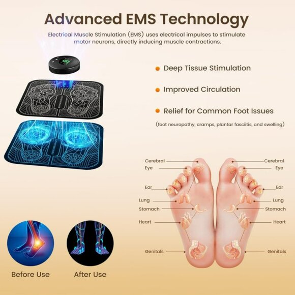 EMS Foot Massager Pad - Portable Massager Pad for Circulation and Pain Relief - Picture 3 of 8